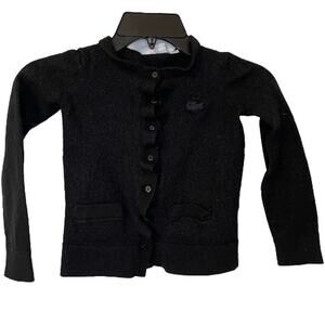 Lacoste Girls Ruffle Front Wool Cardigan Sweater, 38, S